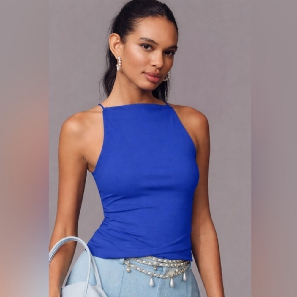 Maeve Anthropologie Cobalt Blue High Neck Halter Tank Top XS NWT XS